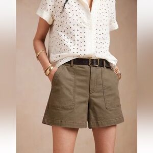 Banana Republic CHINO UTILITY SHORT MID RISE BROWN Khaki Cargo Shorts NWT Sz 6